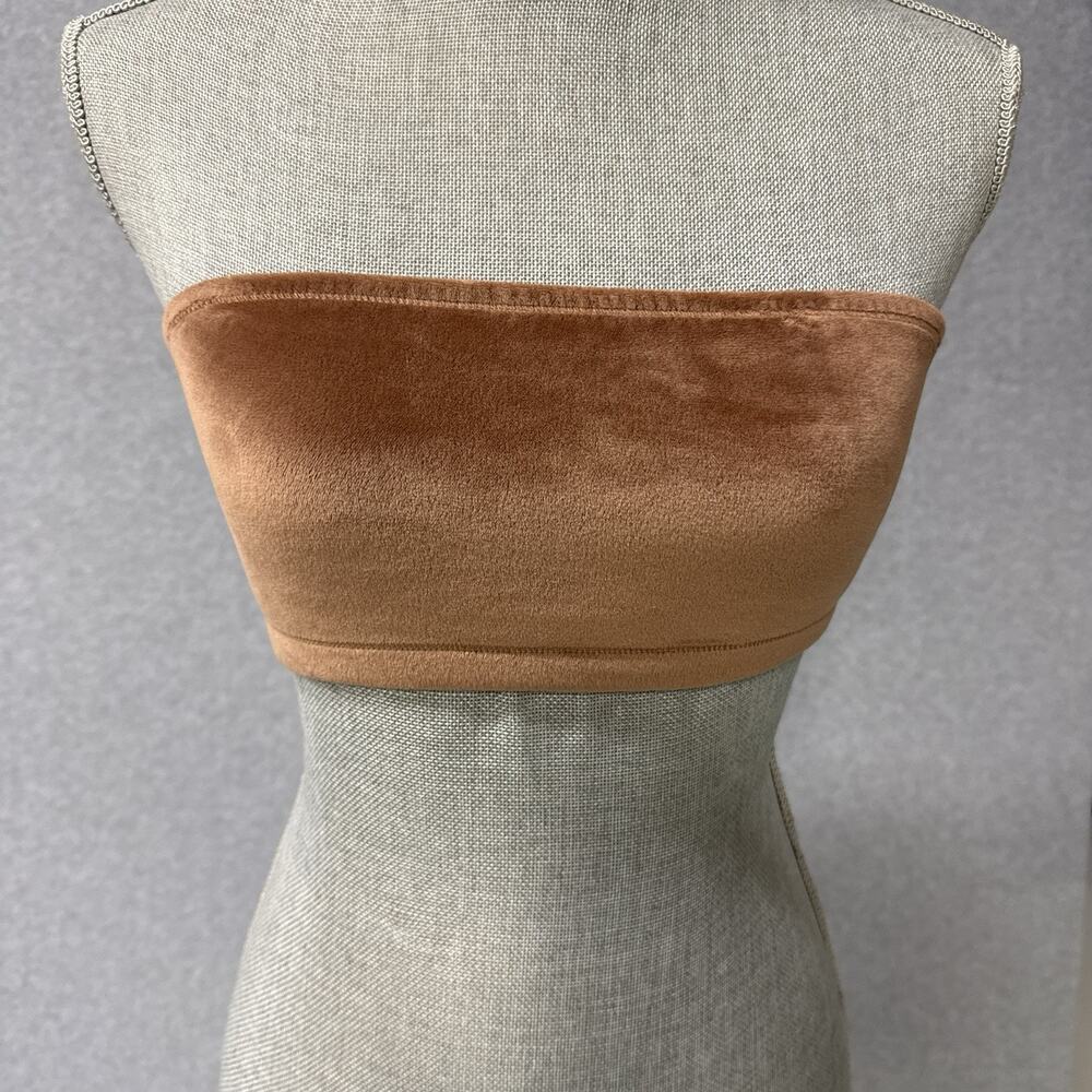 SKIMS Velour Stretch Bandeau Bralette Sienna Brown Small Strapless Lounge Top